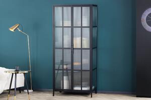 Výstavná skrinka DURA STEEL 180cm s ryhovaným sklom čierna