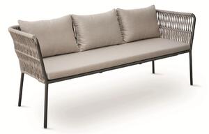 Stern Jedálenská lavica s podrúčkami Marla, Stern, 198x73x86 cm, rám hliník antracite, výplet lanko Salt, sedáky 100% akryl Grey Brown