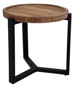 Apple Bee Konferenčný stolík Monaco, Apple Bee, okrúhly 45x48 cm, rám hliník Black (čierny), doska teak