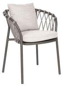 Stern Jedálenské kreslo Klea, Stern, rám hliník antracit, výplet lanko Stone, sedáky 100% akryl Pearl Grey