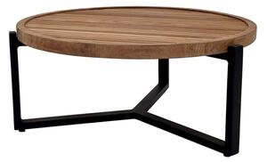 Apple Bee Konferenčný stolík Monaco, Apple Bee, okrúhly 75x34 cm, rám hliník Black (čierna), doska teak