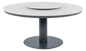 Apple Bee Jedálenský stôl znížený low dining Melville, Apple Bee, okrúhly 160x69,5cm, rám lakovaný hliník Taupe (sivobežová), doska keramický kompozit dekor Light Grey