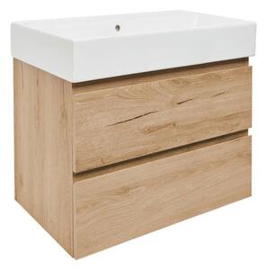 Kúpeľňová skrinka 2 zásuvky s umývadlom SAT B-Way 79x50x45 cm dub matný BWAY280OAKU2BI