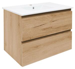 Kúpeľňová skrinka 2 zásuvky s umývadlom SAT B-Way 79x50x45 cm dub matný BWAY280OAKU4BI