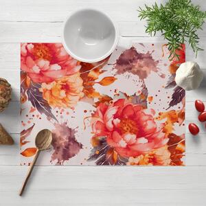 Biante Bavlnené prestieranie na stôl Sandra SA-600 Veľké červeno-ružovo-oranžové kvety pivonky na bielom 30x40 cm