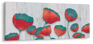 Obraz - Vlčie maky - petrolej (120x50 cm)