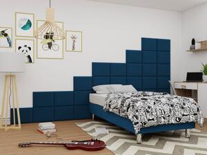 Čalúnená jednolôžková posteľ 80x200 NECHLIN 2 - modrá + panely 40x30 cm ZDARMA