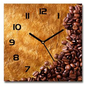 Sklenené hodiny štvorec Zrnká kávy