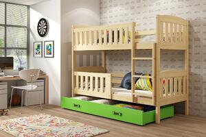 Interbeds Poschodová posteľ Kubus prírodná so šuplíkom 190cm x 90cm - zelená