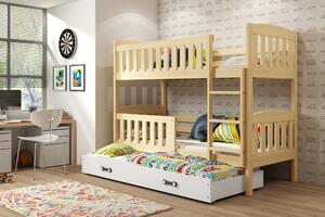 Interbeds Poschodová posteľ Kubus prírodná rozkladacia s matracom 200cm x 90cm - biela