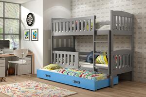 Interbeds Poschodová posteľ Kubus grafit rozkladacia s matracom 190cm x 90cm - modrá