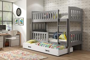 Interbeds Poschodová posteľ Kubus grafit rozkladacia s matracom 190cm x 90cm - biela