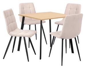 Jedálenský stôl 80x80 BERGEN dub + 4 stoličky BERGEN béžová