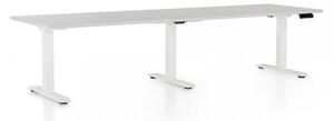 Výškovo nastaviteľný stôl OfficeTech Long, 260 x 80 cm, biela podnož