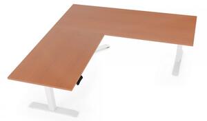Výškovo nastaviteľný stôl OfficeTech Angle, 180 x 200 cm, biela podnož