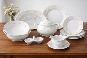 Ophelia 27-dielna obedová súprava s jemným kvetinovým dekorom (Porcelánová súprava pre 6 osôb)