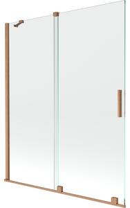 Mexen Velar, 2-krídlová posuvná vaňová zástena 140 x 150 cm, 8mm číre sklo, medená matná, 896-140-000-01-65