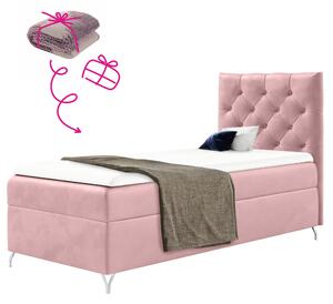 KONDELA Boxspringová posteľ, 90x200, ružová látka Velvet, pravá, GULIETTE + darček