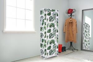 ViaDomo Via Domo - Látková šatníková skriňa Arno Monstera - biela/zelená - 57x172x29 cm