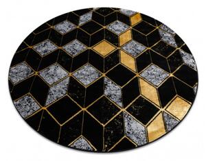 Koberec GLOSS 400B 86 kruh glamour, art deco, 3D geometrický - čierny / zlatý