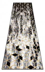Koberec / Behúň GLOSS 409A 82 glamour, art deco čierny / sivý / zlatý