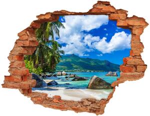 Nálepka 3D diera samolepiaca Seychelles beach nd-c-98176668