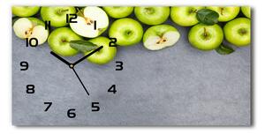 Vodorovné Sklenené hodiny na stenu tiché Zelená jablká