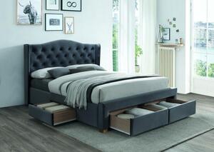 Manželská posteľ s úložným priestorom LUDVINA 1 - 160x200, šedá