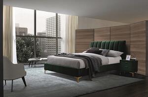 Čalúnená manželská posteľ VESNA - 160x200 cm, zelená