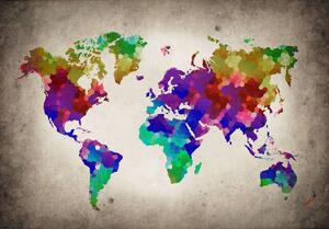 Fototapeta - Farebná mapa sveta (152,5x104 cm)