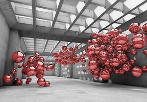 Fototapeta - Červený modernizmus 3D miestnosť (254x184 cm)