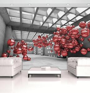 Fototapeta - Červený modernizmus 3D miestnosť (152,5x104 cm)