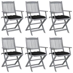 Skladacie vonkajšie stoličky s podložkami 6 ks akáciový masív