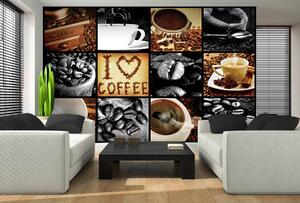 Fototapeta - I love coffee - koláž (152,5x104 cm)