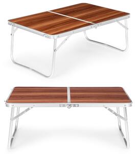 ModernHome Turistický stolík, skladací piknikový stôl, hnedá doska, 60x40 cm
