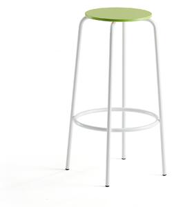Barová stolička TIMMY, biely rám, zelený sedák, V 730 mm