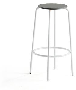 Barová stolička TIMMY, biely rám, tmavošedý sedák, V 730 mm