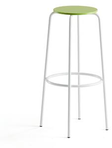 Barová stolička TIMMY, biely rám, zelený sedák, V 830 mm