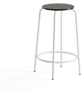Barová stolička TIMMY, biely rám, čierny sedák, V 630 mm