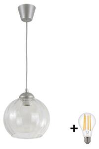 Brilagi - LED luster na lane RETRO GLASS 1xE27/60W/230V, priemer 25 cm, strieborná/transparentná