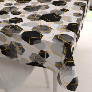 Biante Bavlnený obdĺžnikový obrus Sandra SA-482 Sivo-čierne mramorové hexagóny 50x100 cm