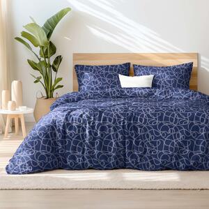 Goldea bavlnené posteľné obliečky - námornícke laná na tmavo modrom 140 x 200 a 70 x 90 cm