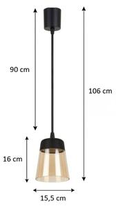 Brilagi - LED luster na lanku R GLASS 1xE27/60W/230V priemer 15,5 cm čierna/dymovo béžová