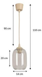 Brilagi - LED luster na lanku R GLASS 1xE27/60W/230V priemer 14 cm béžová/dýmovo sivá
