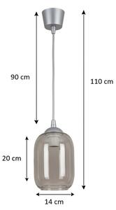 Brilagi-LED Závesné svietidlo na lanku R GLASS 1xE27/60W/230V pr. 14 cm strieborná/dymovo sivá