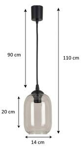 Brilagi - LED luster na lanku R GLASS 1xE27/60W/230V pr. 14 cm čierna/dymovo sivá