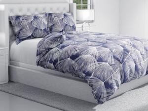 Biante Bavlnené posteľné obliečky Sandra SA-414 Biele abstraktné páperie na modrom Predĺžené 140x220 a 70x90 cm