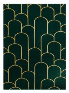 Koberec EMERALD exkluzívny 1021 glamour, styl art deco fľaškovo zelený / zlatý