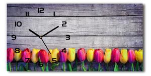 Vodorovné Sklenené hodiny na stenu Tulipány na strome