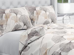 Biante Bavlnené posteľné obliečky Sandra SA-411 Hnedé Gingko listy na bielom Jednolôžko 140x200 a 70x90 cm